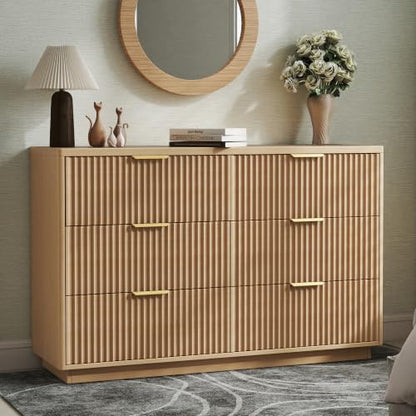 Fluted 6 Drawer Dresser for Bedroom, view 2