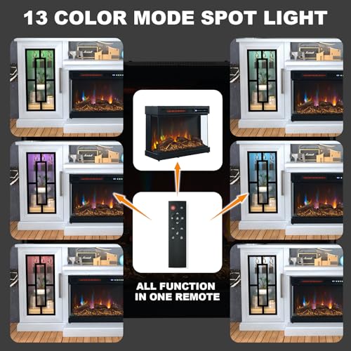 59 Inch LED TV Stand with 3-Side Glass Fireplace, view 5