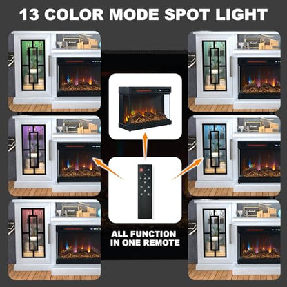 59 Inch LED TV Stand with 3-Side Glass Fireplace, view 5