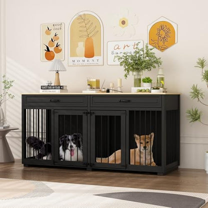 64.6" Long Wooden Furniture Style Dog Crate with Drawers & Divider, view 4