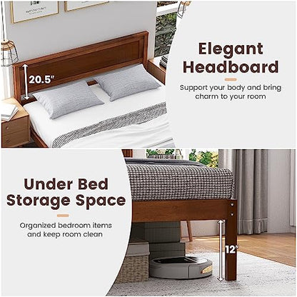 Full Size Wood Platform Bed Frame with Headboard, view 7
