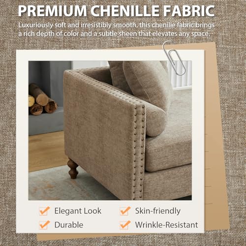 75.2" Oversized Chaise Lounge, Chenille End of Bed Bench with Tufted Arms, view 6