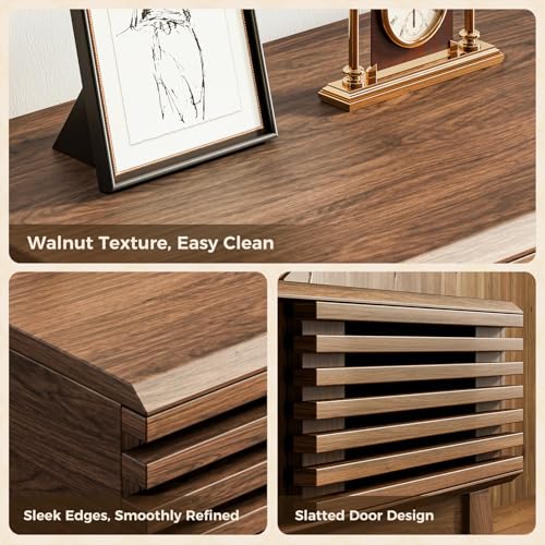 70.8" TV Stand, Media Console for TVs up to 75", Walnut, view 6