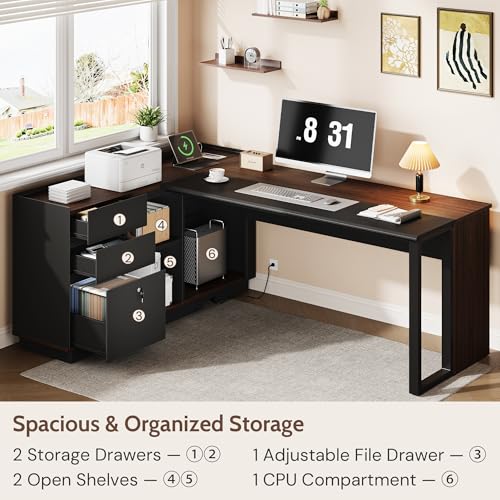 70" Executive Desk with Cabinet Storage, view 7