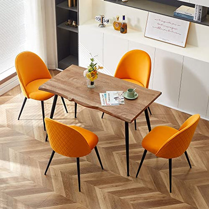 Modern Dining Table Set for 4,Durable Home Table with Chair,Stylish Rectangular Dining Table Upholstered Dining Chair Velvet Thick Cushion Room Chair for Restaurant,Dining Room,Store