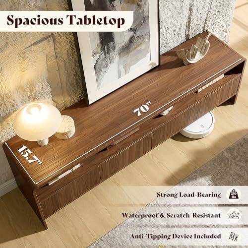 70" Modern Curved TV Stand with Storage for TVs Up to 80", view 5
