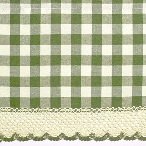 Room Darkening Window Valance, 58W x 14L Inches Top Rod Pocket Checkered Gingham Curtain Valance Scarf, Modern Farmhouse Window Curtain Valance Classic Buffalo Checked Plaid, Sage