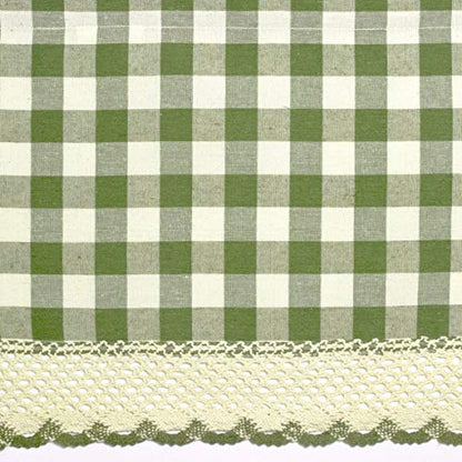 Room Darkening Window Valance, 58W x 14L Inches Top Rod Pocket Checkered Gingham Curtain Valance Scarf, Modern Farmhouse Window Curtain Valance Classic Buffalo Checked Plaid, Sage