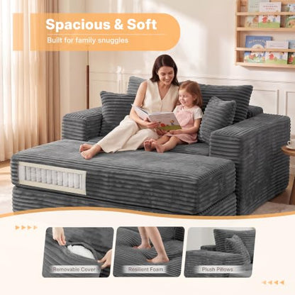Boneless Sofa Bed in Corduroy for Living Room, view 6