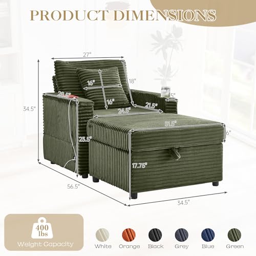 Single Chair and Ottoman Set, view 3