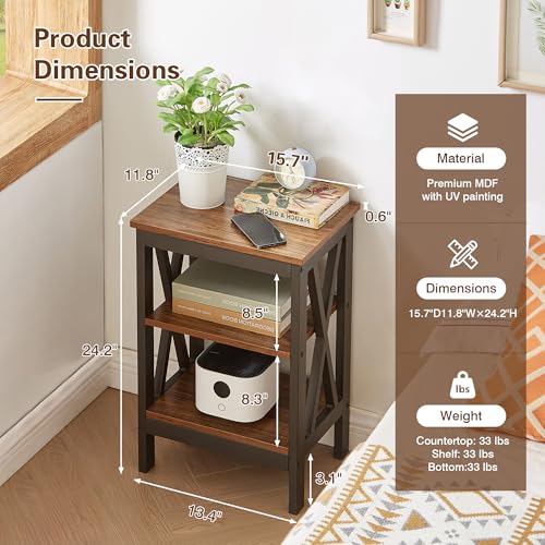Modern Nightstands X-Design Side End Table Night Stand with Storage Shelf for Bedroom,Living Room