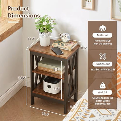 Modern Nightstands X-Design Side End Table Night Stand with Storage Shelf for Bedroom,Living Room