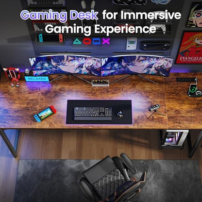 80 X 24 Inch Computer Desk, Power Outlets, USB-C, Rustic Brown, view 8