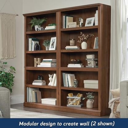 5-Shelf Split Bookcase/ Book shelf, Oiled Oak finish, view 6