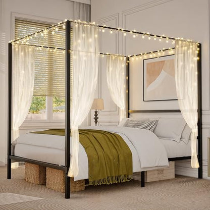 Queen Size Metal Canopy Bed Frame, view 3