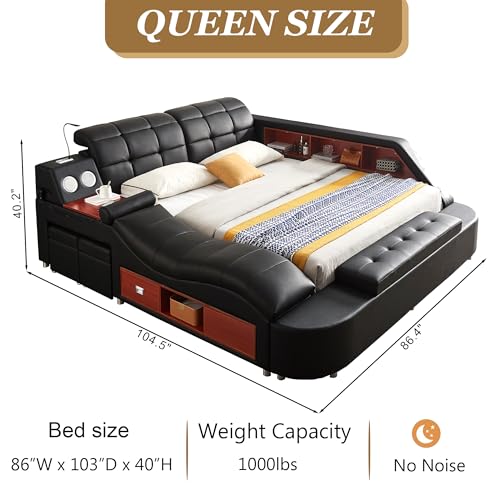 Black multifunctional massage recliner bed with music and charging features, view 3
