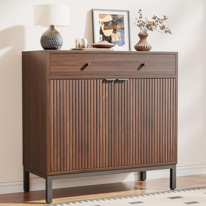Sideboard Buffet Cabinet Storage, Modern Console Fluted Credenza, view 2