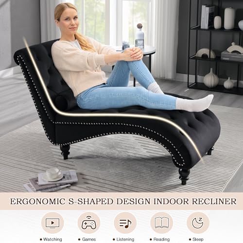Velvet Chaise Lounge Chair Indoor, view 5