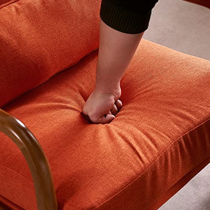 Bonnlo High Back Burnt Orange Accent Chairs Set of 2, Upholstered Mid Century Modern Lounge Chairs Reading Chairs Side Sitting Chair Solid Wood Farmhouse Armchairs for Living Room, Bedroom, Guest Room