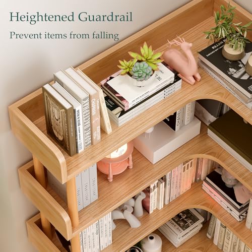 5-Tier Reversible Corner Bookshelf, L-Shaped Shelf, Oak, view 8