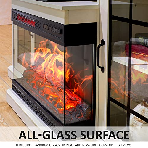 3-Sided Glass Fireplace TV Stand for TVs up to 65'' with 12 Color, view 4