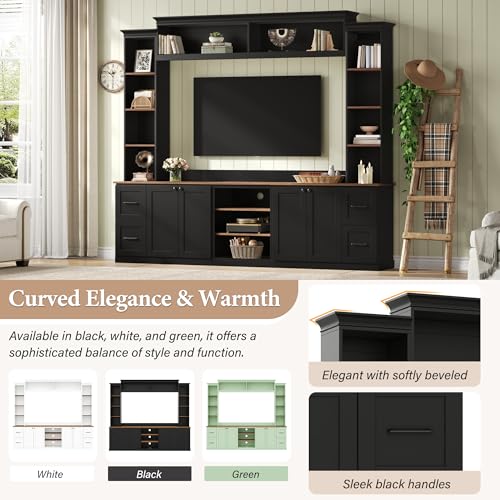 4-in-1 Entertainment Center with Bookshelf for TVs up to 70", Black, view 7