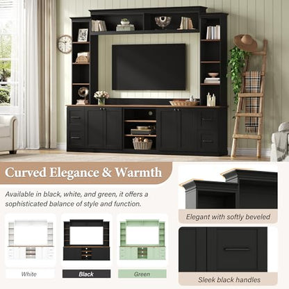 4-in-1 Entertainment Center with Bookshelf for TVs up to 70", Black, view 7