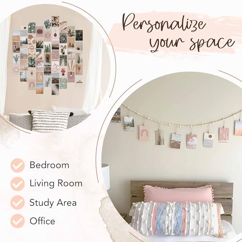 Boho Wall Collage Kit for Teen Girls, Cute Room Decor, Aesthetic Wall Decor Pictures, Boho Wall Art Prints Bedroom Decor, Posters for Room Aesthetic, Dorm Collage Photos 50 Set 4x6 inch