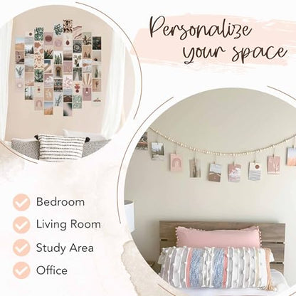 Boho Wall Collage Kit for Teen Girls, Cute Room Decor, Aesthetic Wall Decor Pictures, Boho Wall Art Prints Bedroom Decor, Posters for Room Aesthetic, Dorm Collage Photos 50 Set 4x6 inch