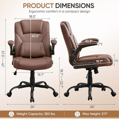Home Office Chair with Lumbar Support, 5" Thickened Seat, view 3