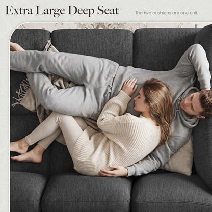 86.2" Sectional Sleeper Sofa Bed with Deep Seat Cloud Modular Sectional Couches for Living Room. Dark Grey Sofa