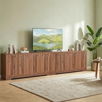Walnut 62.2" TV Stand for TVs up to 70 Inches with Fluted & Arched Doors, view 6