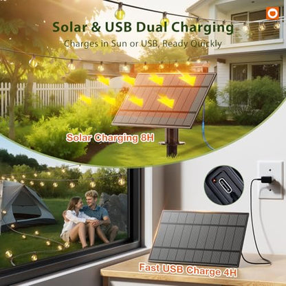 100FT Solar String Lights Outdoor with Remote, 54 LED Shatterproof Bulbs, view 6