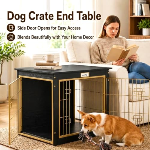Dog Crate Furniture for Small/Medium Dog 28'' Wooden Dog Crate Indoor, view 4