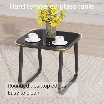 Patio Chairs Set of 2, Patio Bistro Set 3PCS, Outdoor Patio Furniture Set with Rust-Resistant Metal Frame, 330LBS Capacity，for Balcony/Lawn/Patio/Pool, RCS Certified Recycled Material, Black