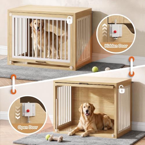 Dog Crate Furniture, 42'' Wooden Dog Kennel for Large Dogs up to 80 lb, view 4