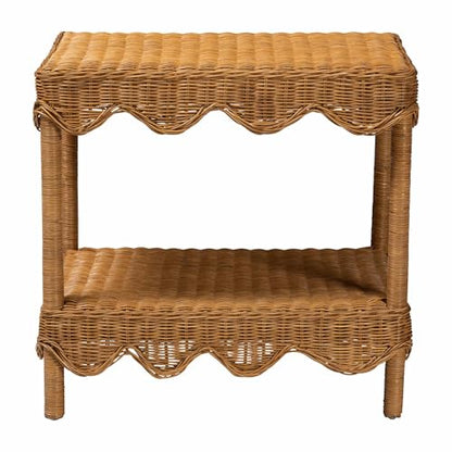 Oteria Bohemian Light Honey Scalloped Rattan Side Table