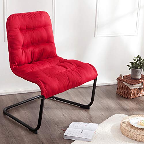 Durable Metal Modern Chair with Soft Comfortable Cushion, Red - Ideal for Bedrooms, Living Rooms, Dorms, Indoor Spaces, Accent and Lounging