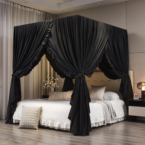 Black Canopy Bed Curtains Queen Size, view 2