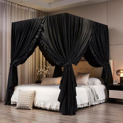 Black Canopy Bed Curtains Queen Size, view 2