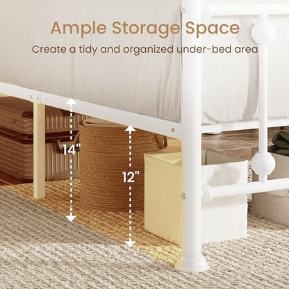 White Victorian Style Platform Bed with Curved Headboard, view 5