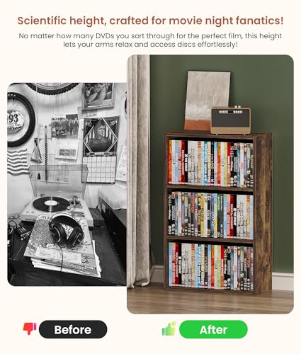 3 Tier DVD Storage Shelf, Media Storage Tower for CDs & Video Games, view 6