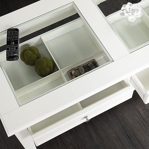 Panorama Glass Top Coffee Table - Transitional Design, Glass and Wood - Ideal for Living Room, Family Room (CK1130)
