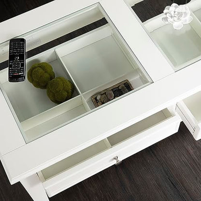Panorama Glass Top Coffee Table - Transitional Design, Glass and Wood - Ideal for Living Room, Family Room (CK1130)