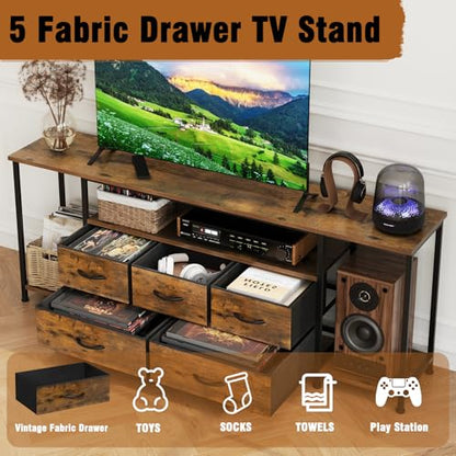 TV Stand for TVs Up to 75 Inch, Rustic Brown, view 4