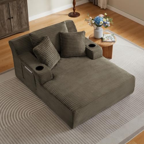 66" Oversized Chaise Lounge Chair, Corduroy Boneless Cloud Couch, view 4