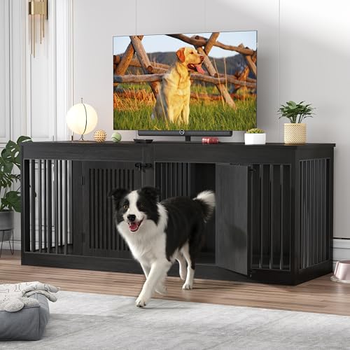 72" Double Dog Crate, Heavy Duty Dog Kennel Indoor for 2 Large Dogs, view 7