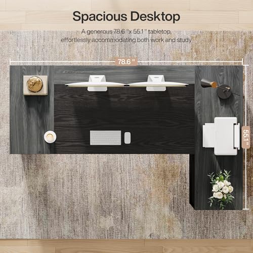 Tribesigns 78" L Shaped Executive Desk with Drawers, view 6