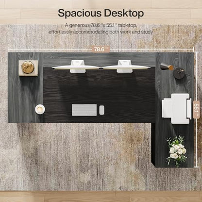 Tribesigns 78" L Shaped Executive Desk with Drawers, view 6