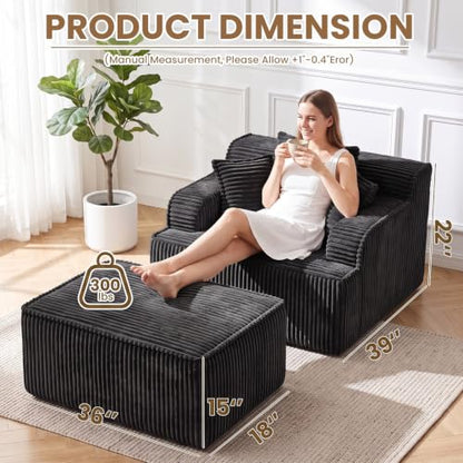 Chaise Lounge Chair Indoor, Oversized Boneless Chair Reading Chair, view 4